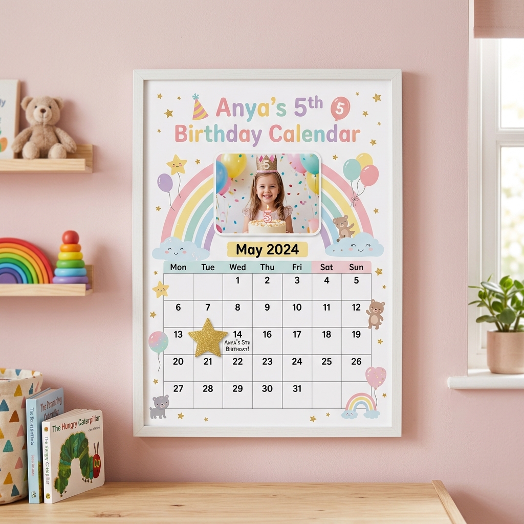 Birthday Calendar — Zoya, Turns 5